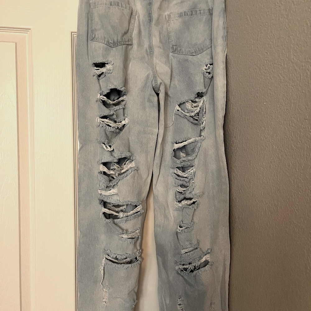 Nichole Lynel Frayed Light Denim Jeans Size XL